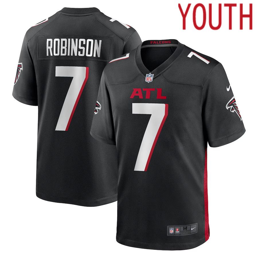 Youth Atlanta Falcons #7 Bijan Robinson Nike Black 2023 NFL Draft First Round Pick Game Jersey->youth nfl jersey->Youth Jersey